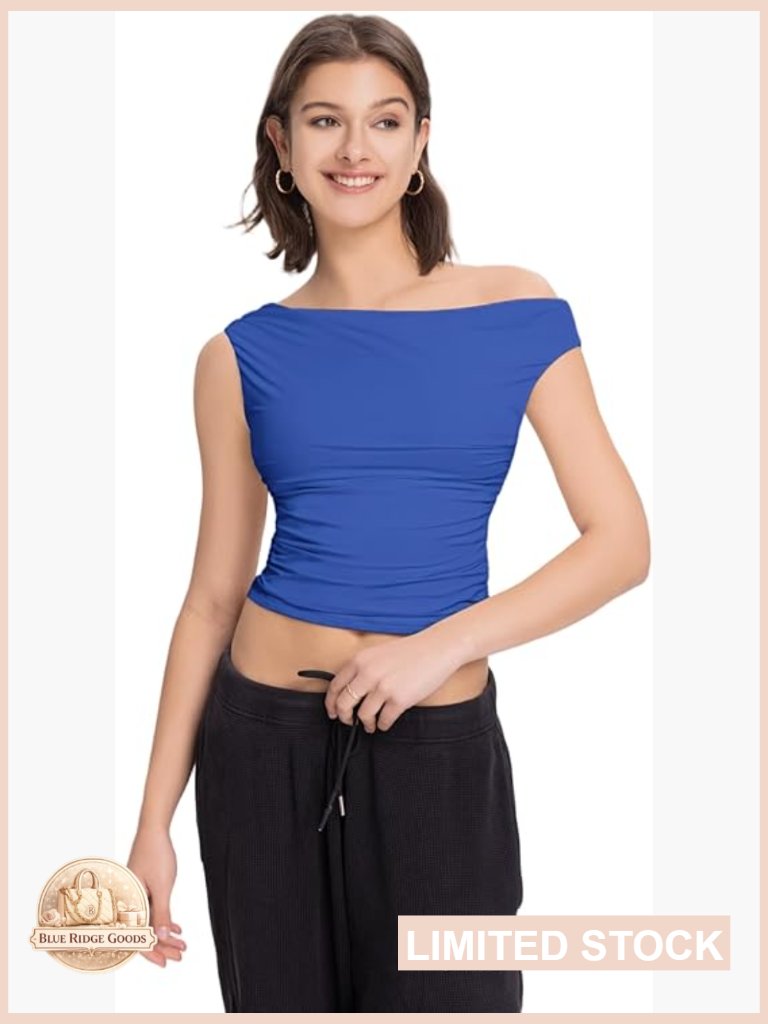 Off Shoulder Double Line Y2k Sleeveless Going Out Tank Top Stretchy